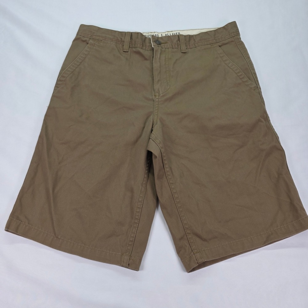 Free World Discord Relaxed Chino Shorts Mens 31 Brown Cotton Blend Twill Casual